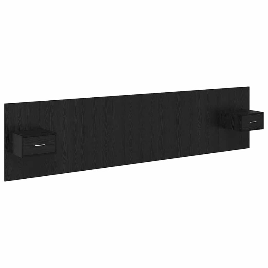 Hoofdbord Met Kast Zwart Eiken 337 x 32,5 x 80 cm Bewerkt hout