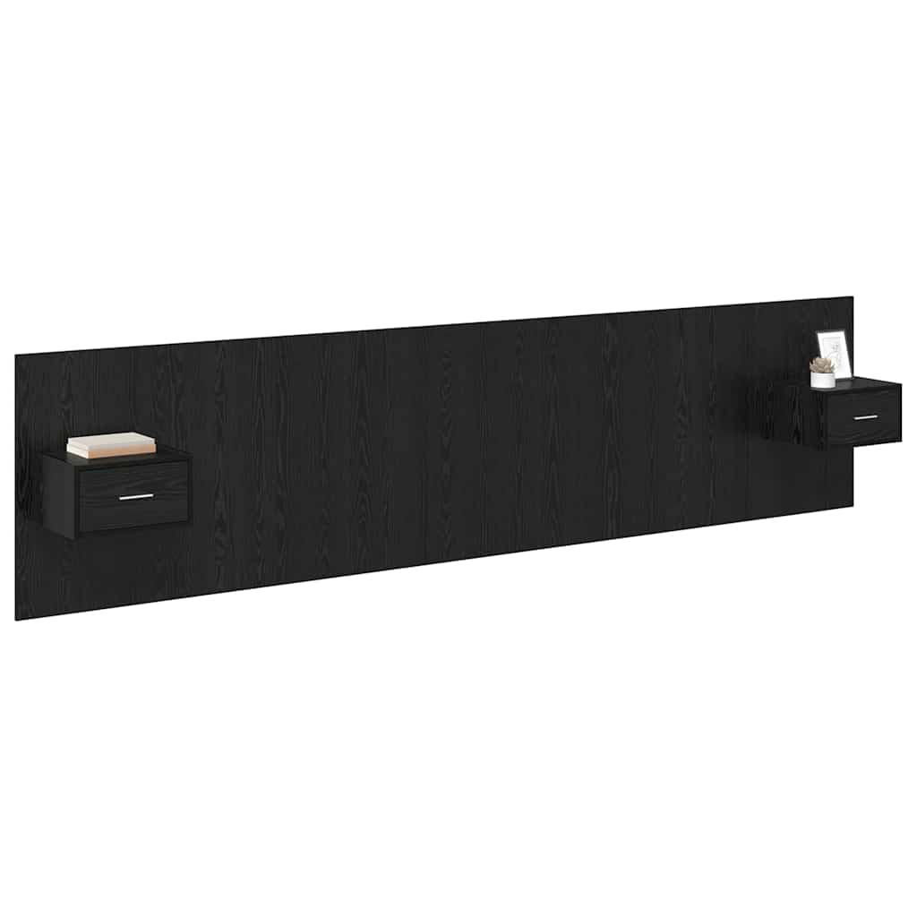 Hoofdbord Met Kast Zwart Eiken 337 x 32,5 x 80 cm Bewerkt hout