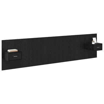 Hoofdbord Met Kast Zwart Eiken 337 x 32,5 x 80 cm Bewerkt hout
