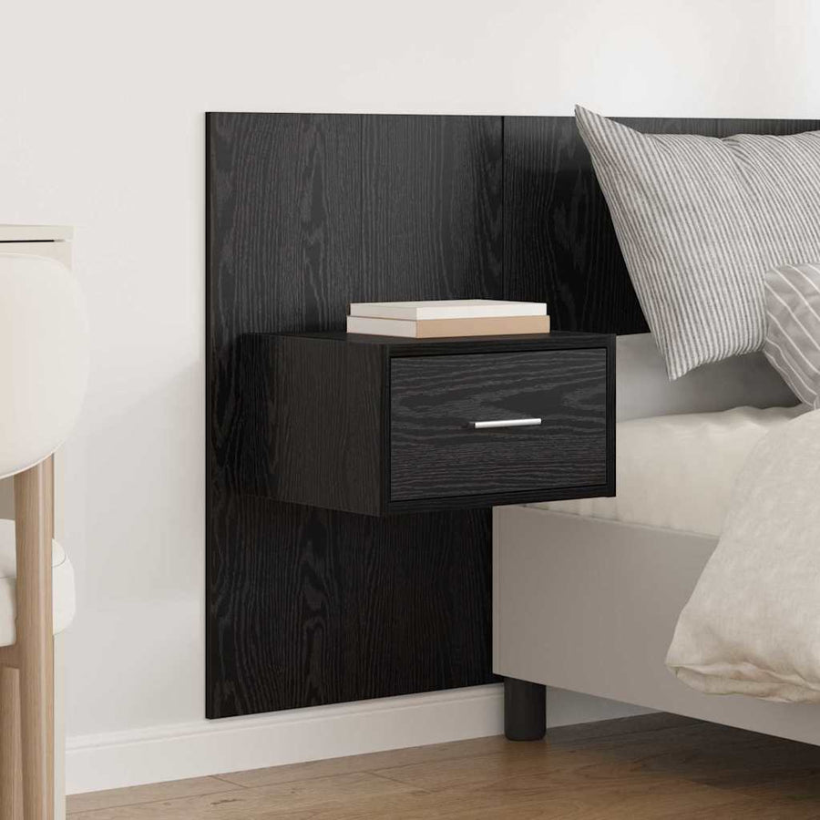 Bed hoofdbord met kastjes 3 pcs Zwart Eiken Bewerkt hout