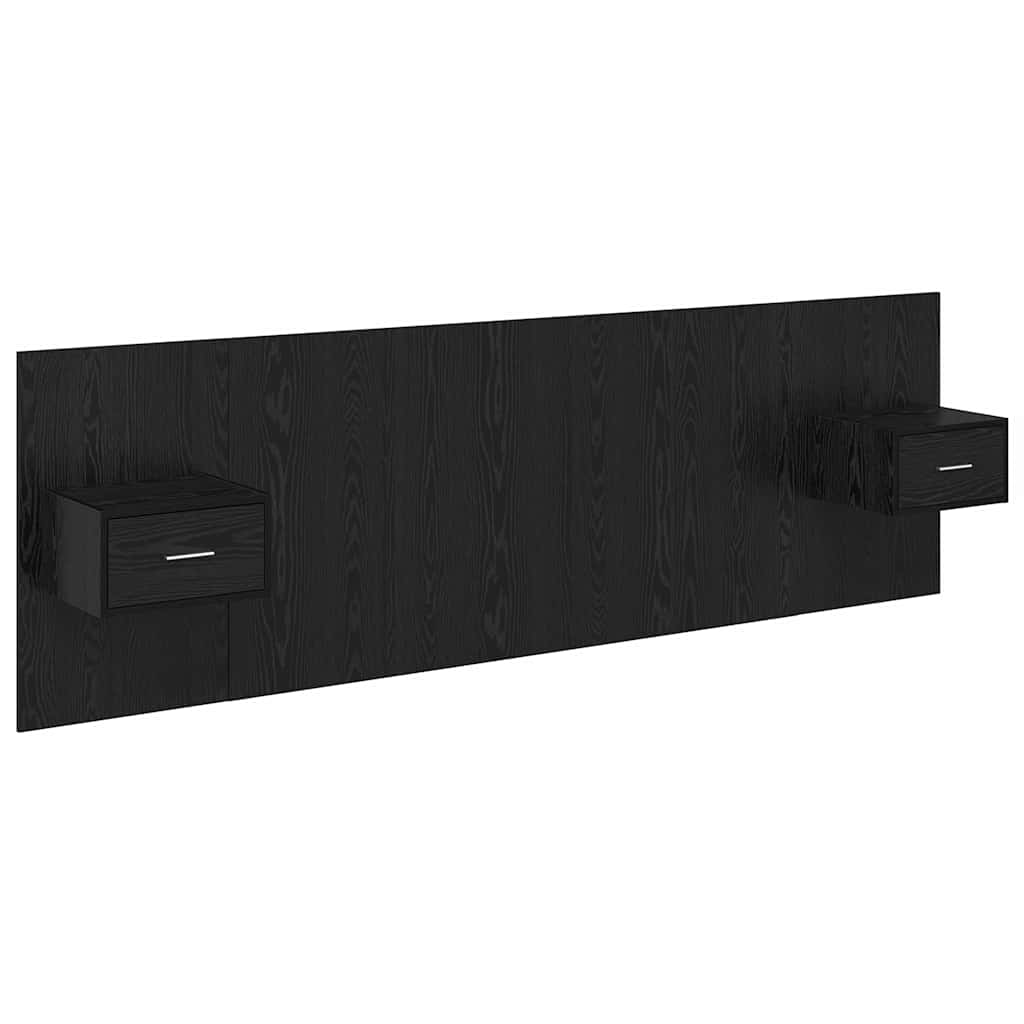 Bed hoofdbord met kastjes 3 pcs Zwart Eiken Bewerkt hout