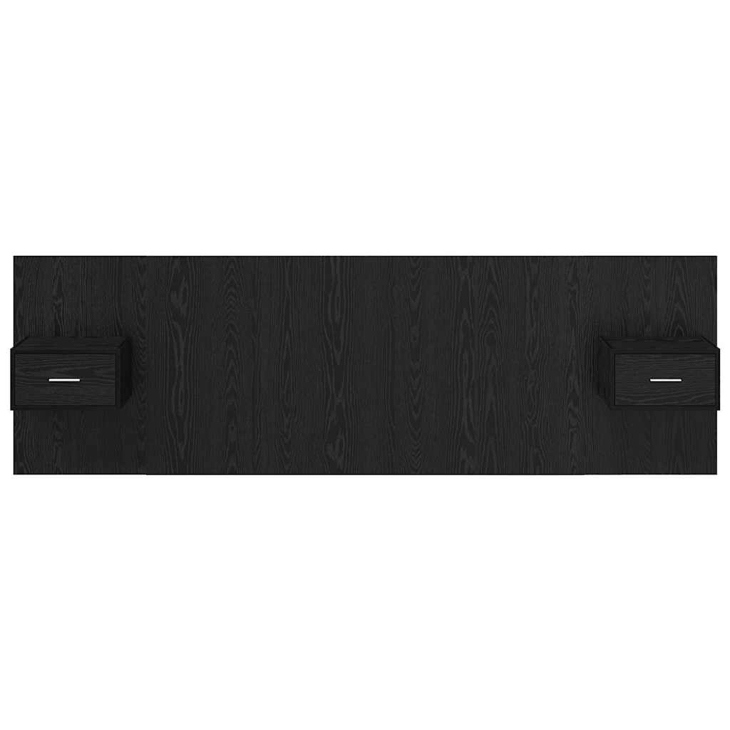 Bed hoofdbord met kastjes 3 pcs Zwart Eiken Bewerkt hout