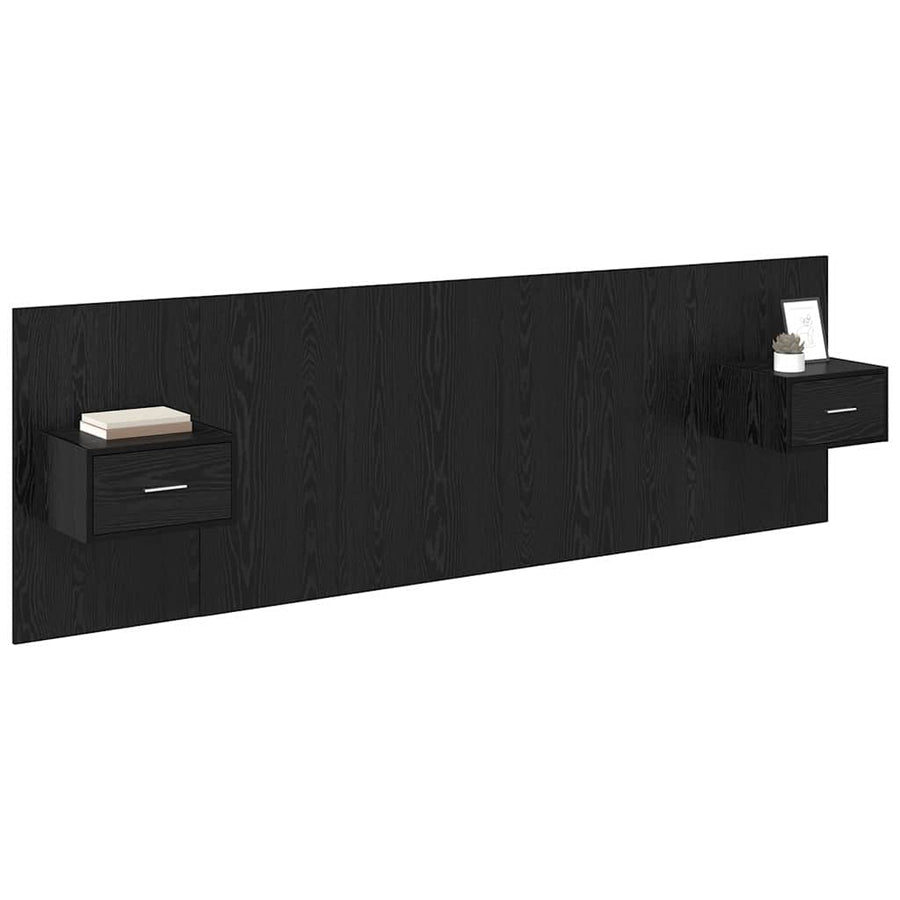 Bed hoofdbord met kastjes 3 pcs Zwart Eiken Bewerkt hout