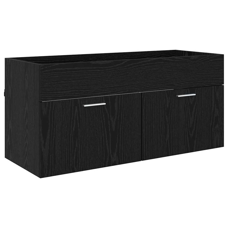 Badkamerkast Zwart Eiken 100 x 38,5 x 46 cm Bewerkt hout