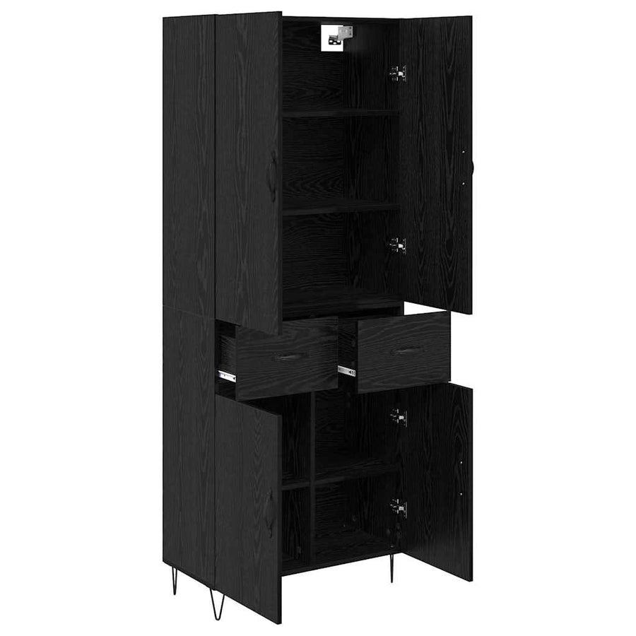 Highboard Wandgemonteerd 2 pcs Zwart Eiken Bewerkt hout