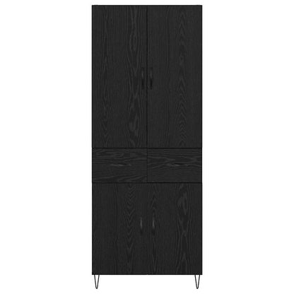 Highboard Wandgemonteerd 2 pcs Zwart Eiken Bewerkt hout