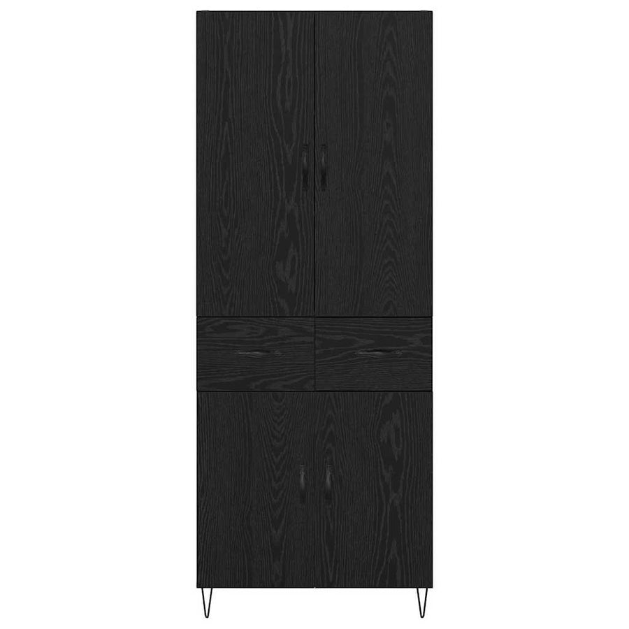 Highboard Wandgemonteerd 2 pcs Zwart Eiken Bewerkt hout