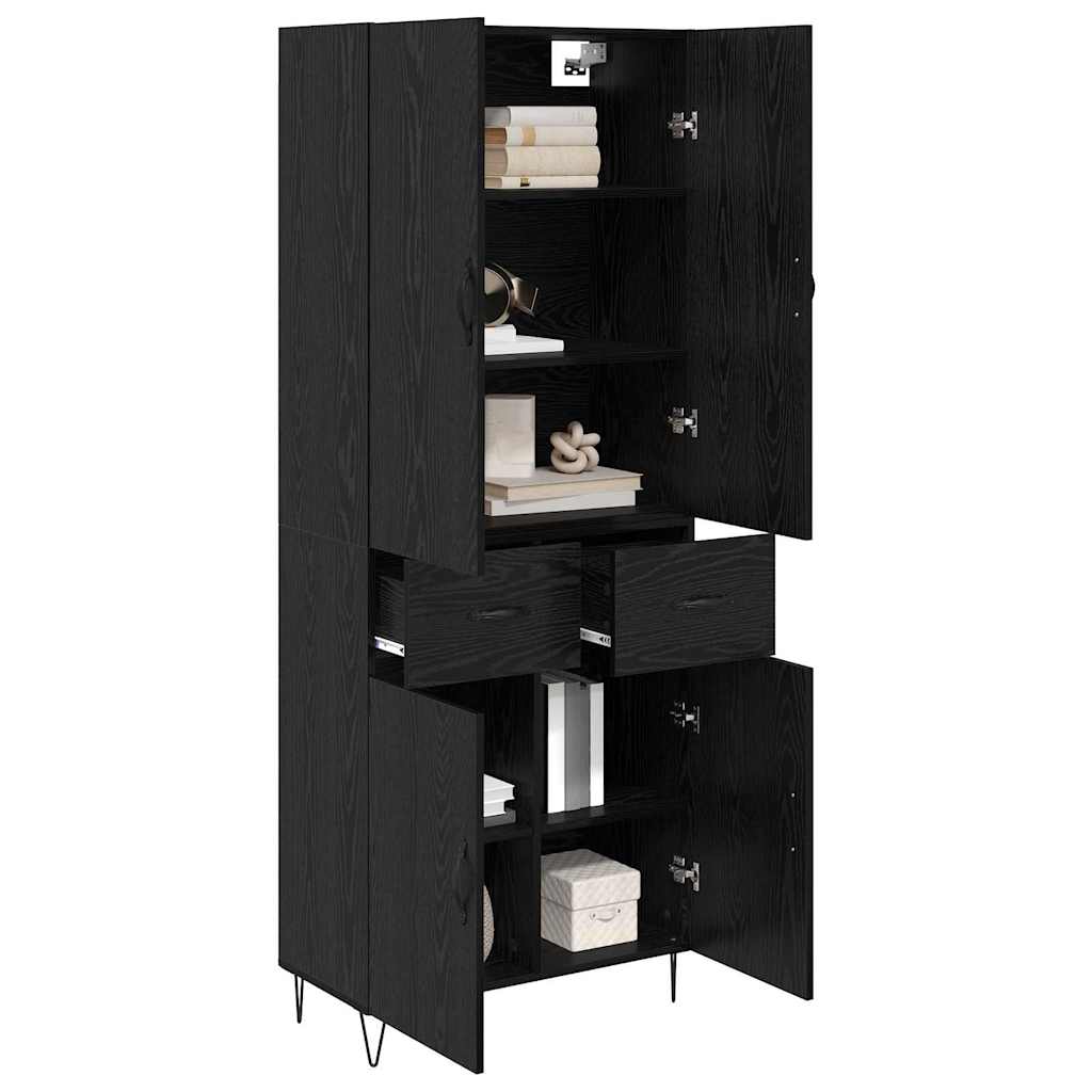 Highboard Wandgemonteerd 2 pcs Zwart Eiken Bewerkt hout