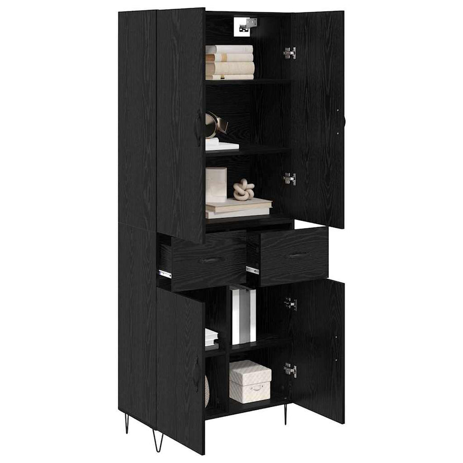 Highboard Wandgemonteerd 2 pcs Zwart Eiken Bewerkt hout