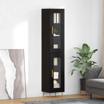 Highboard Zwart Eiken 34,5 x 34 x 180 cm Bewerkt hout
