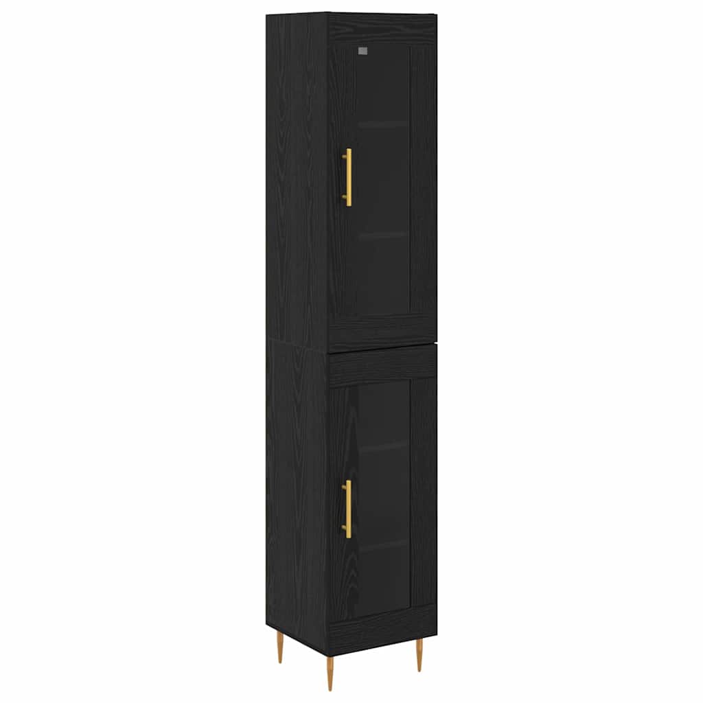 Highboard Zwart Eiken 34,5 x 34 x 180 cm Bewerkt hout