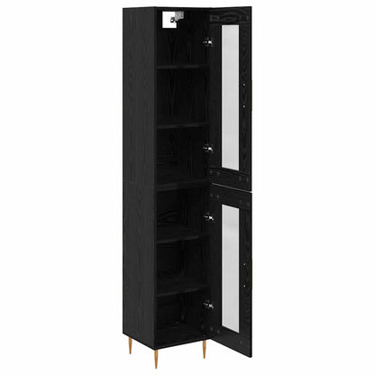 Highboard Zwart Eiken 34,5 x 34 x 180 cm Bewerkt hout