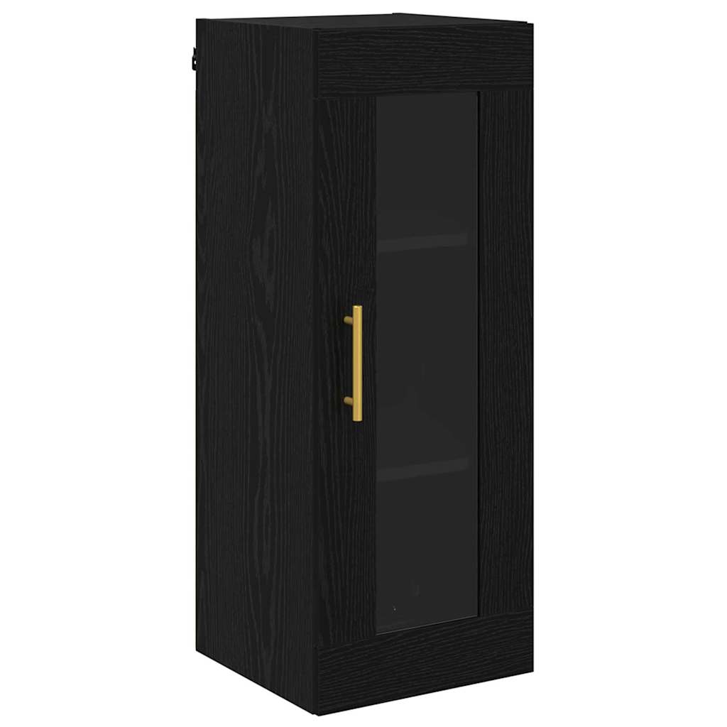 Highboard Zwart Eiken 34,5 x 34 x 180 cm Bewerkt hout
