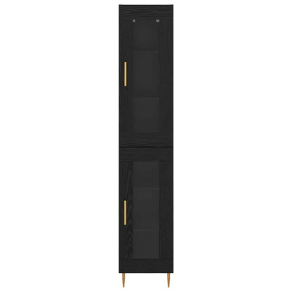Highboard Zwart Eiken 34,5 x 34 x 180 cm Bewerkt hout