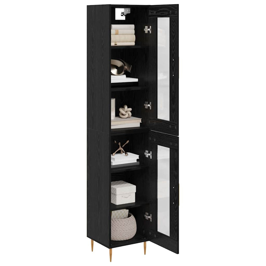 Highboard Zwart Eiken 34,5 x 34 x 180 cm Bewerkt hout