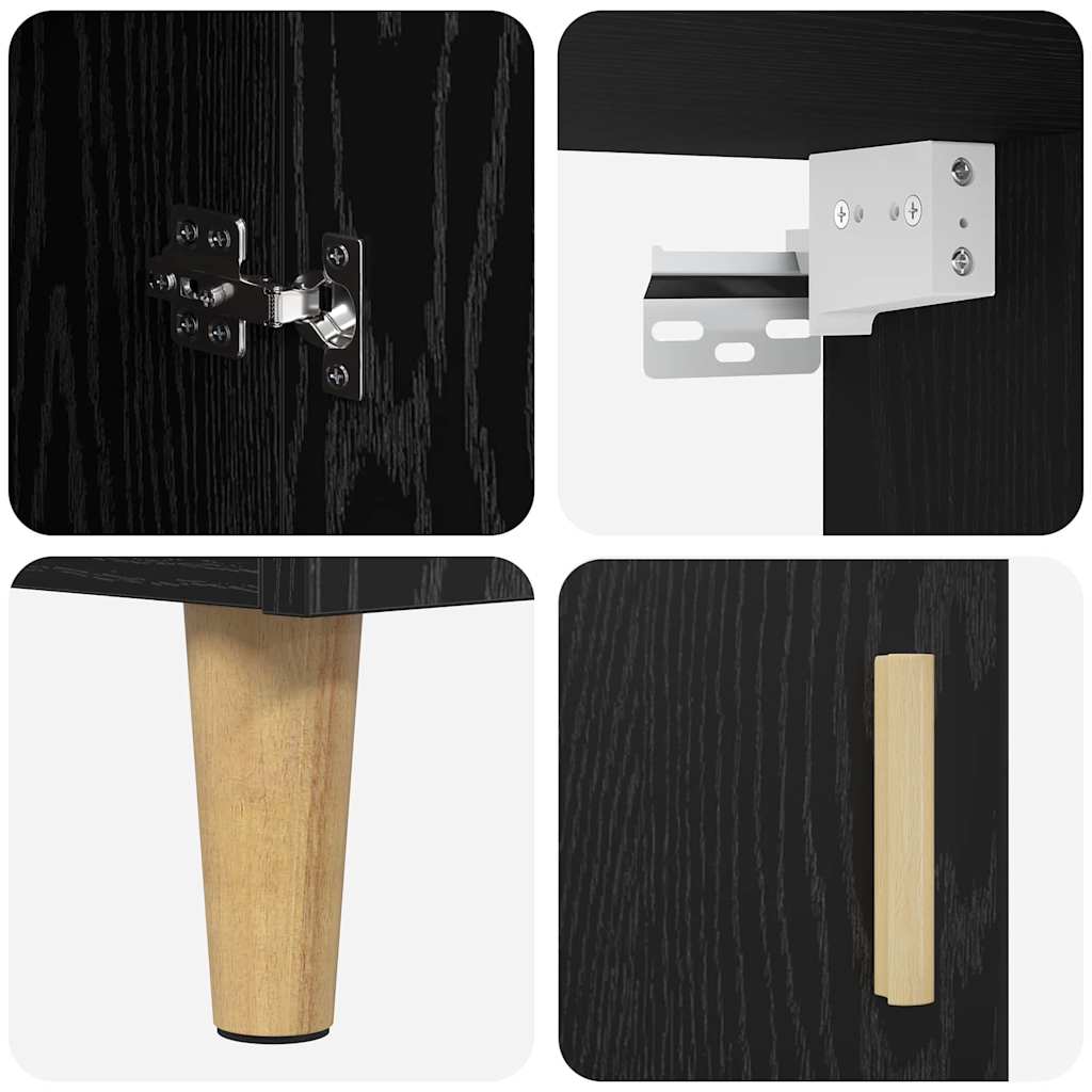 Highboard Wandgemonteerd 2 pcs Zwart Eiken Bewerkt hout