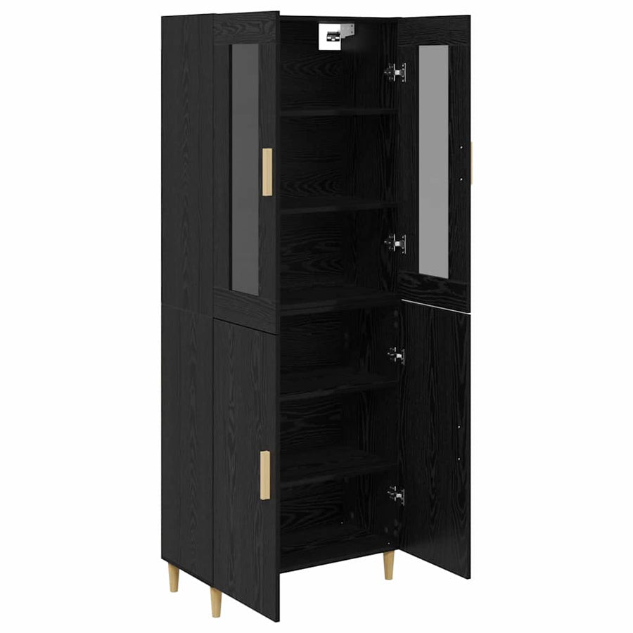 Highboard Wandgemonteerd 2 pcs Zwart Eiken Bewerkt hout