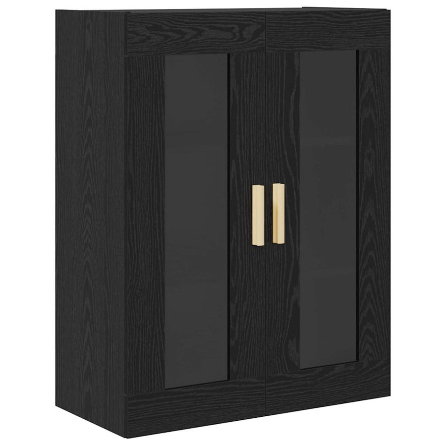 Highboard Wandgemonteerd 2 pcs Zwart Eiken Bewerkt hout