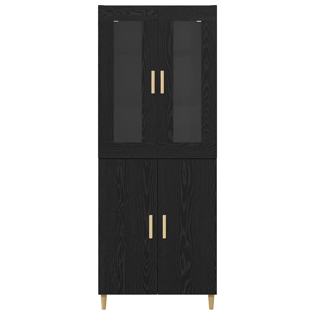 Highboard Wandgemonteerd 2 pcs Zwart Eiken Bewerkt hout