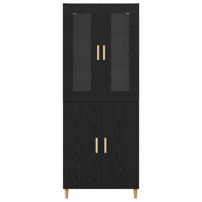 Highboard Wandgemonteerd 2 pcs Zwart Eiken Bewerkt hout