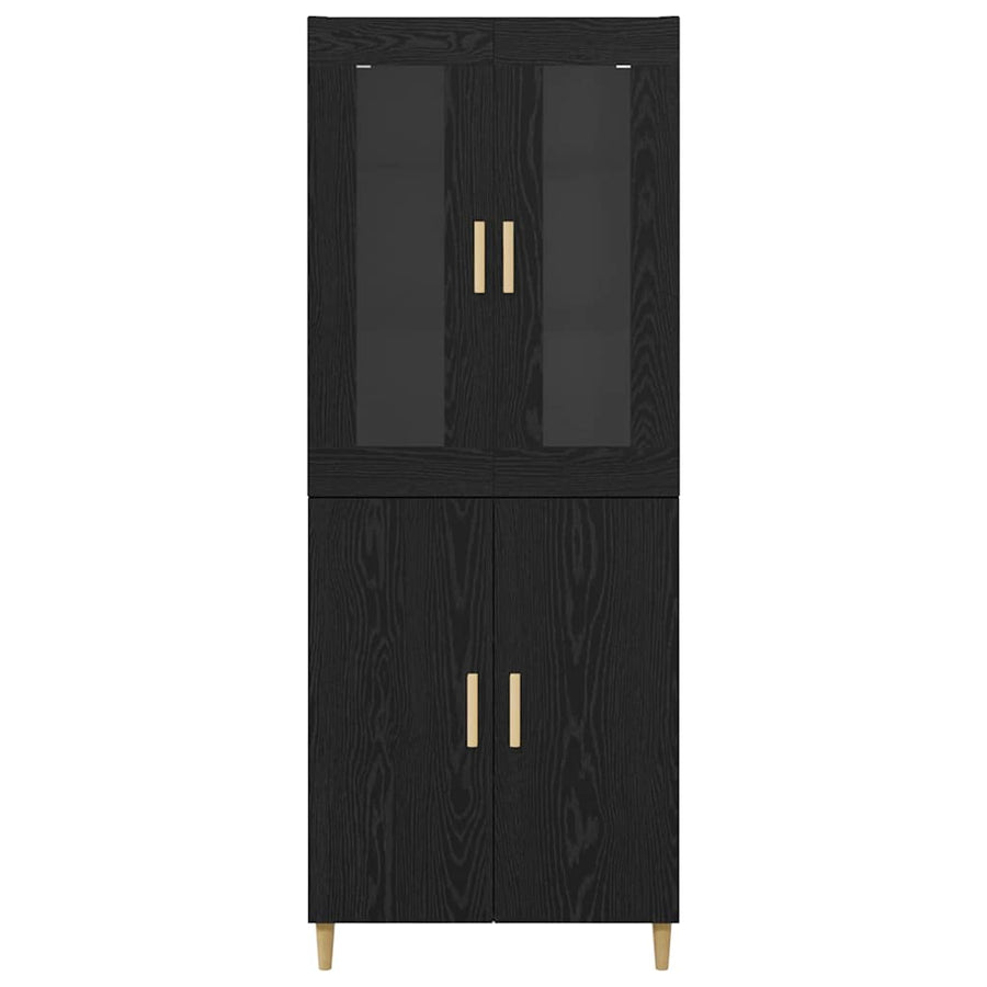 Highboard Wandgemonteerd 2 pcs Zwart Eiken Bewerkt hout
