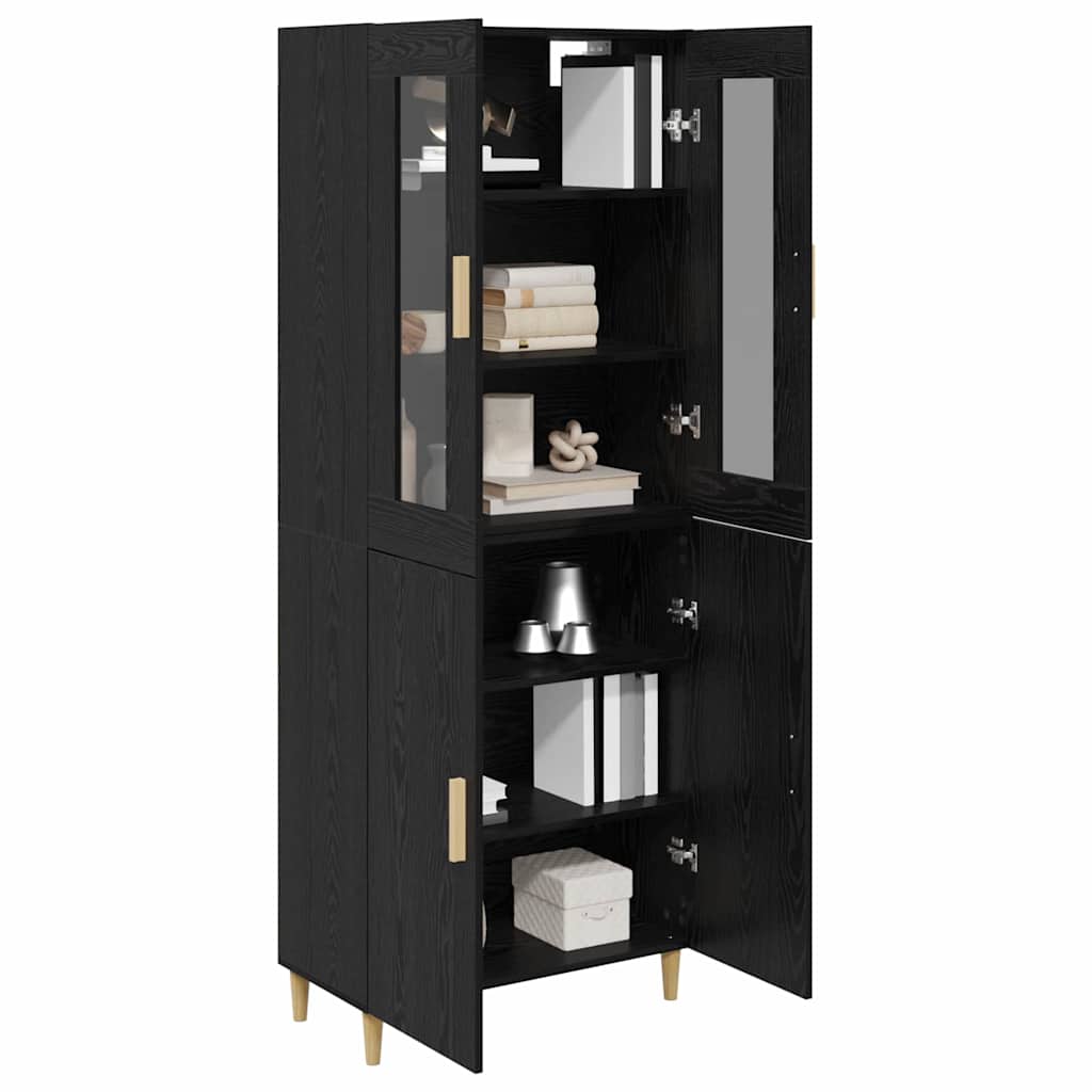Highboard Wandgemonteerd 2 pcs Zwart Eiken Bewerkt hout