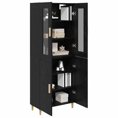 Highboard Wandgemonteerd 2 pcs Zwart Eiken Bewerkt hout