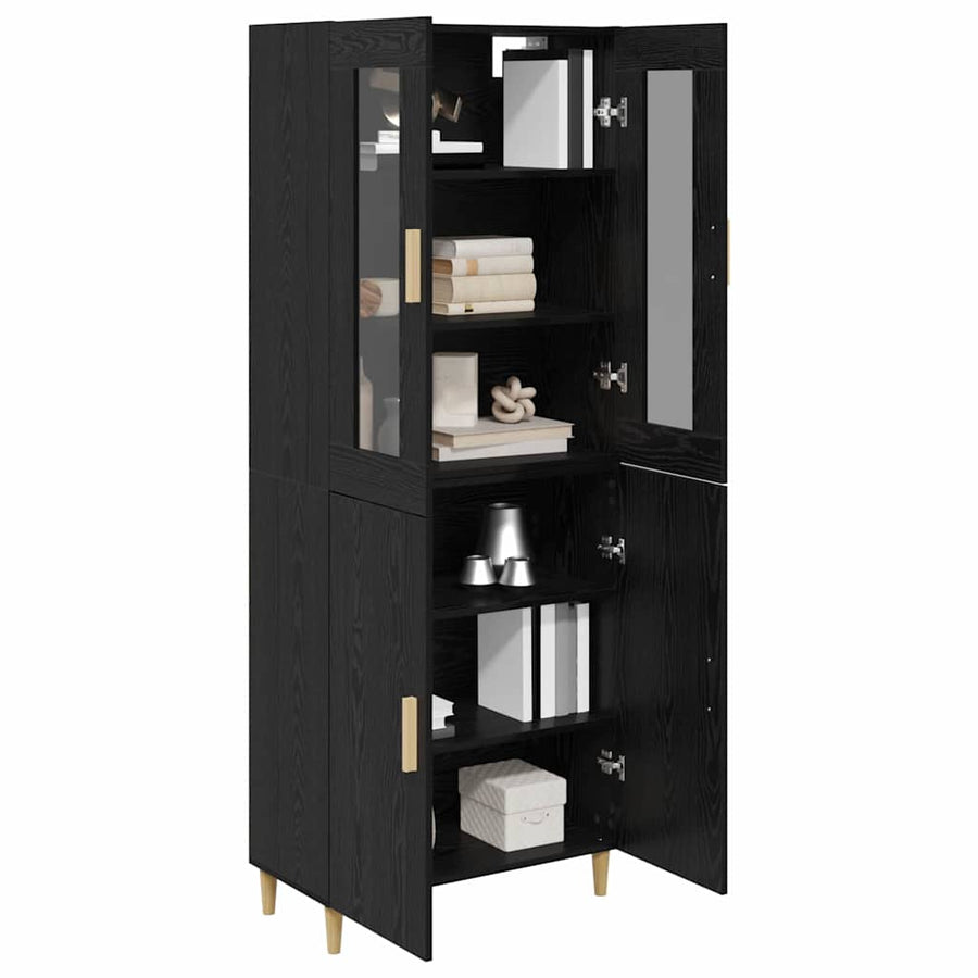 Highboard Wandgemonteerd 2 pcs Zwart Eiken Bewerkt hout