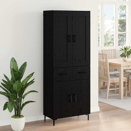 Highboard met lade Zwart Eiken 69,5 x 34 x 180 cm Bewerkt hout