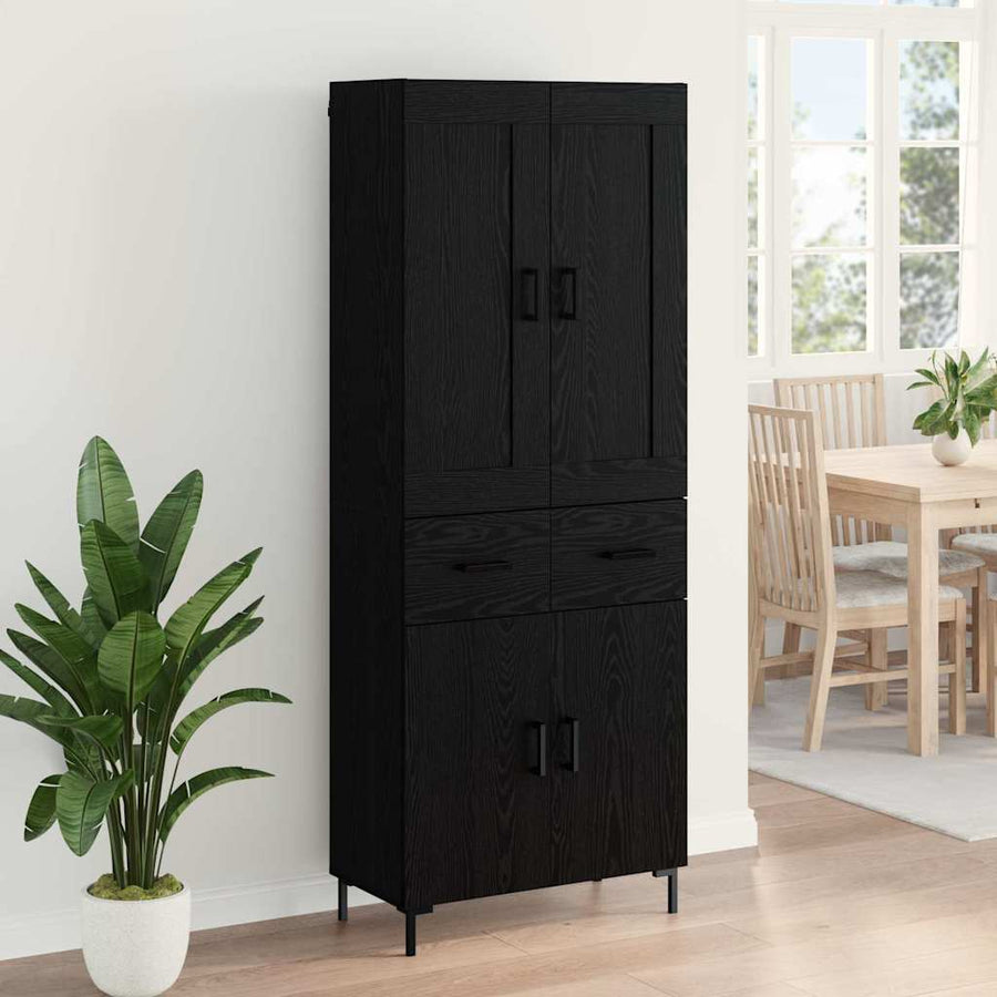 Highboard met lade Zwart Eiken 69,5 x 34 x 180 cm Bewerkt hout