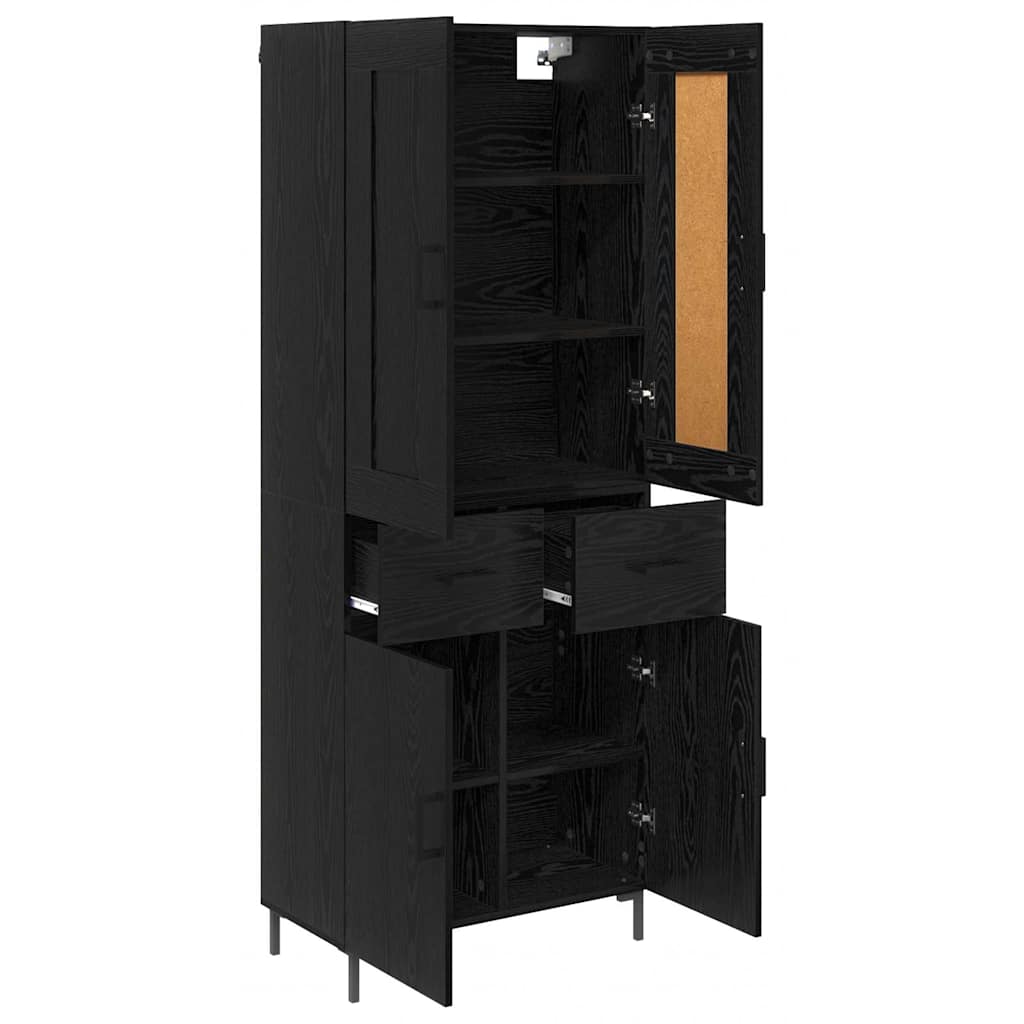 Highboard met lade Zwart Eiken 69,5 x 34 x 180 cm Bewerkt hout