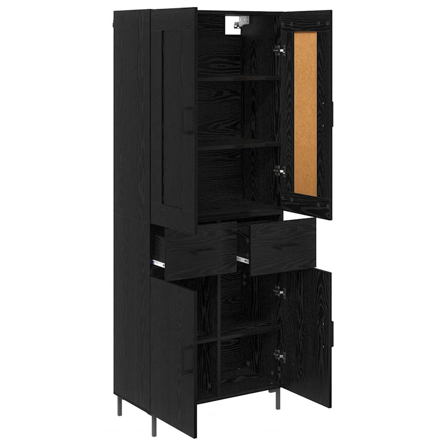 Highboard met lade Zwart Eiken 69,5 x 34 x 180 cm Bewerkt hout