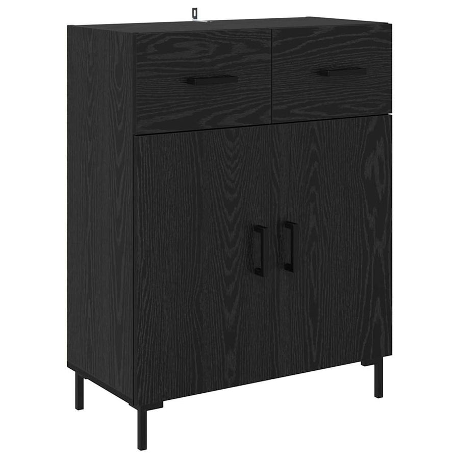 Highboard met lade Zwart Eiken 69,5 x 34 x 180 cm Bewerkt hout