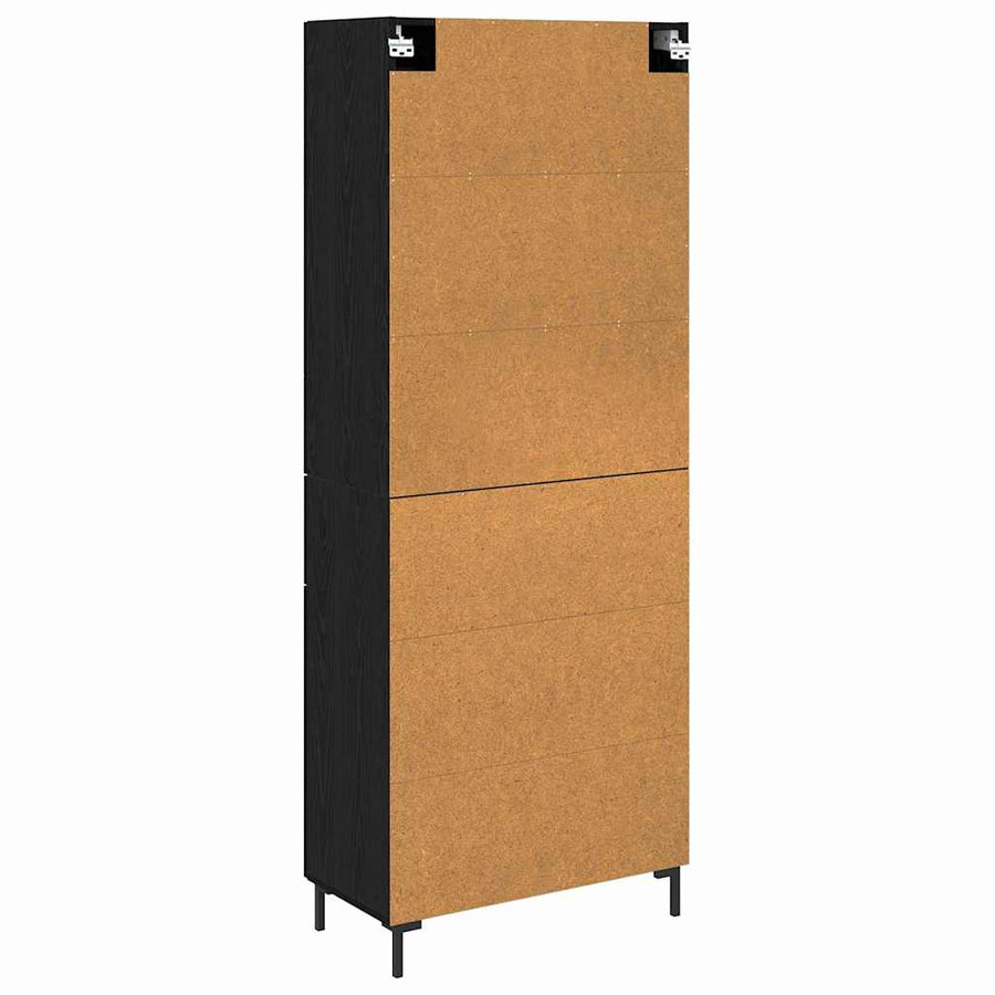 Highboard met lade Zwart Eiken 69,5 x 34 x 180 cm Bewerkt hout