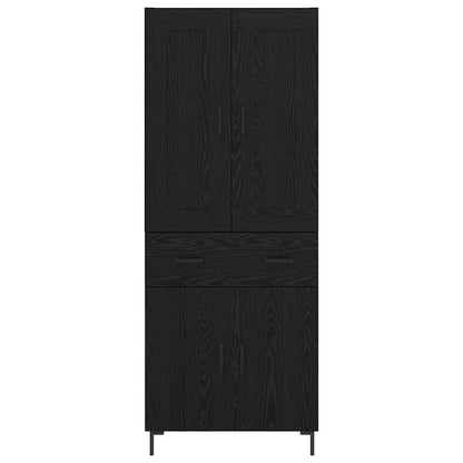 Highboard met lade Zwart Eiken 69,5 x 34 x 180 cm Bewerkt hout
