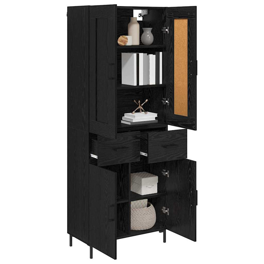 Highboard met lade Zwart Eiken 69,5 x 34 x 180 cm Bewerkt hout