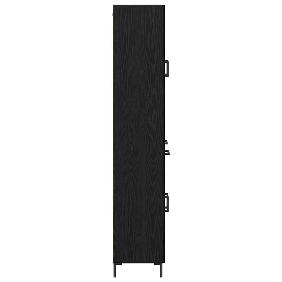Highboard met lade Zwart Eiken 69,5 x 34 x 180 cm Bewerkt hout