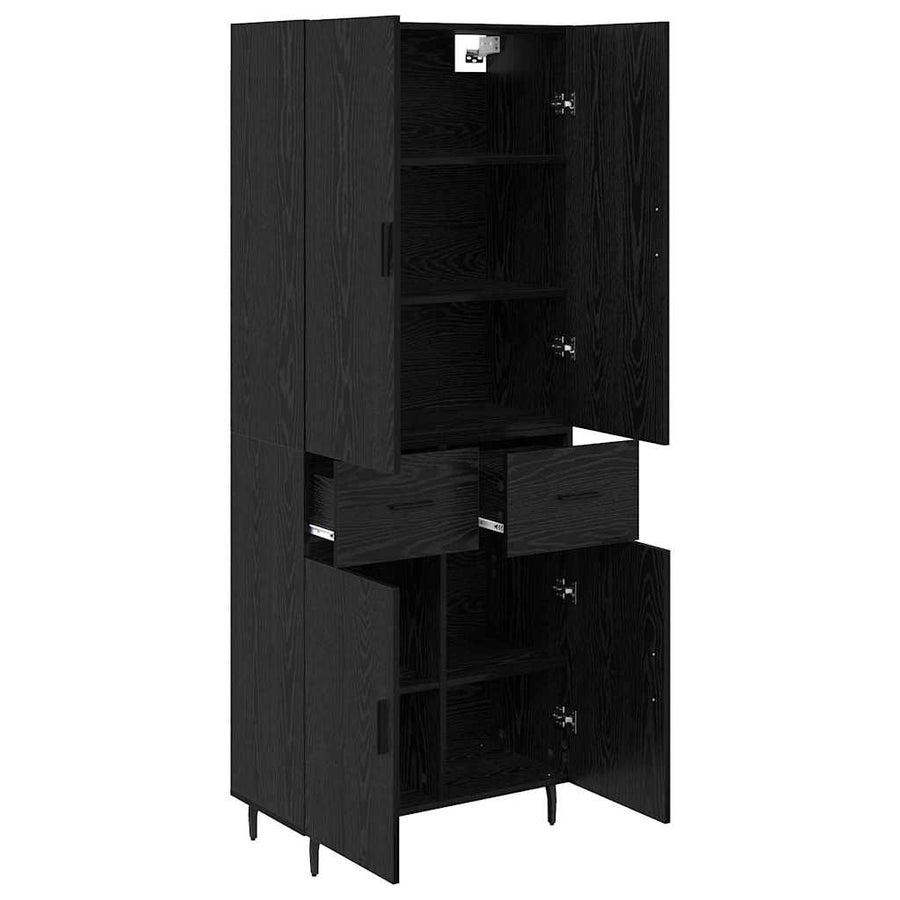Highboard 2 pcs Zwart eiken 69,5 x 34 x 180 cm Bewerkt hout