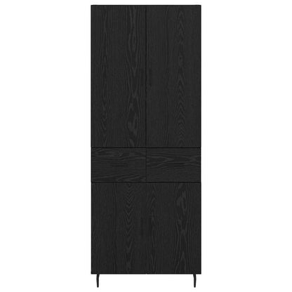 Highboard 2 pcs Zwart eiken 69,5 x 34 x 180 cm Bewerkt hout
