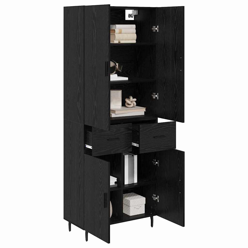Highboard 2 pcs Zwart eiken 69,5 x 34 x 180 cm Bewerkt hout