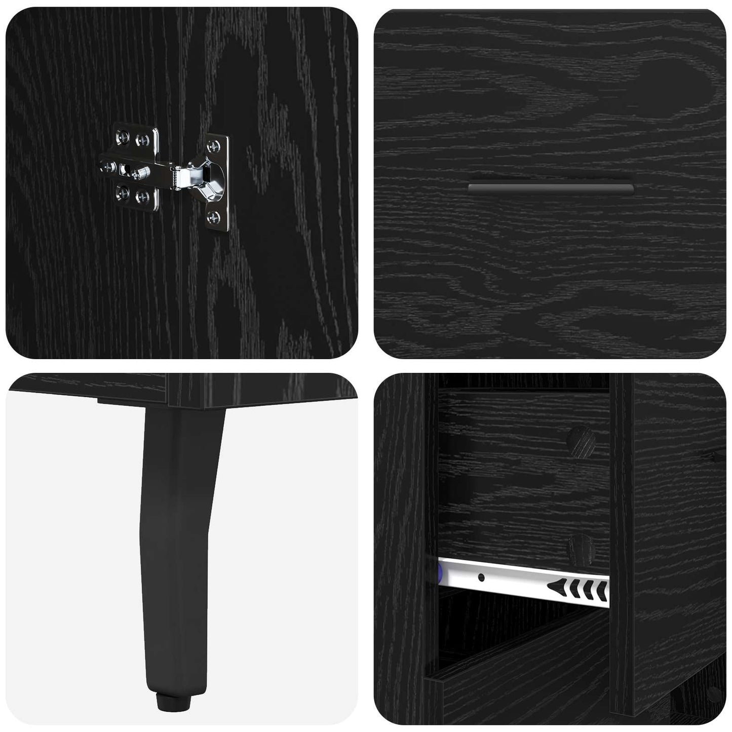 Highboard met lade Zwart Eiken 69,5 x 34 x 180 cm Bewerkt hout