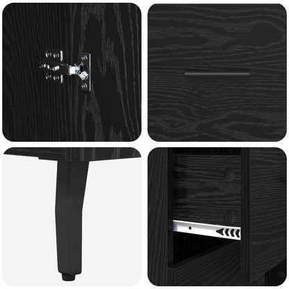 Highboard met lade Zwart Eiken 69,5 x 34 x 180 cm Bewerkt hout