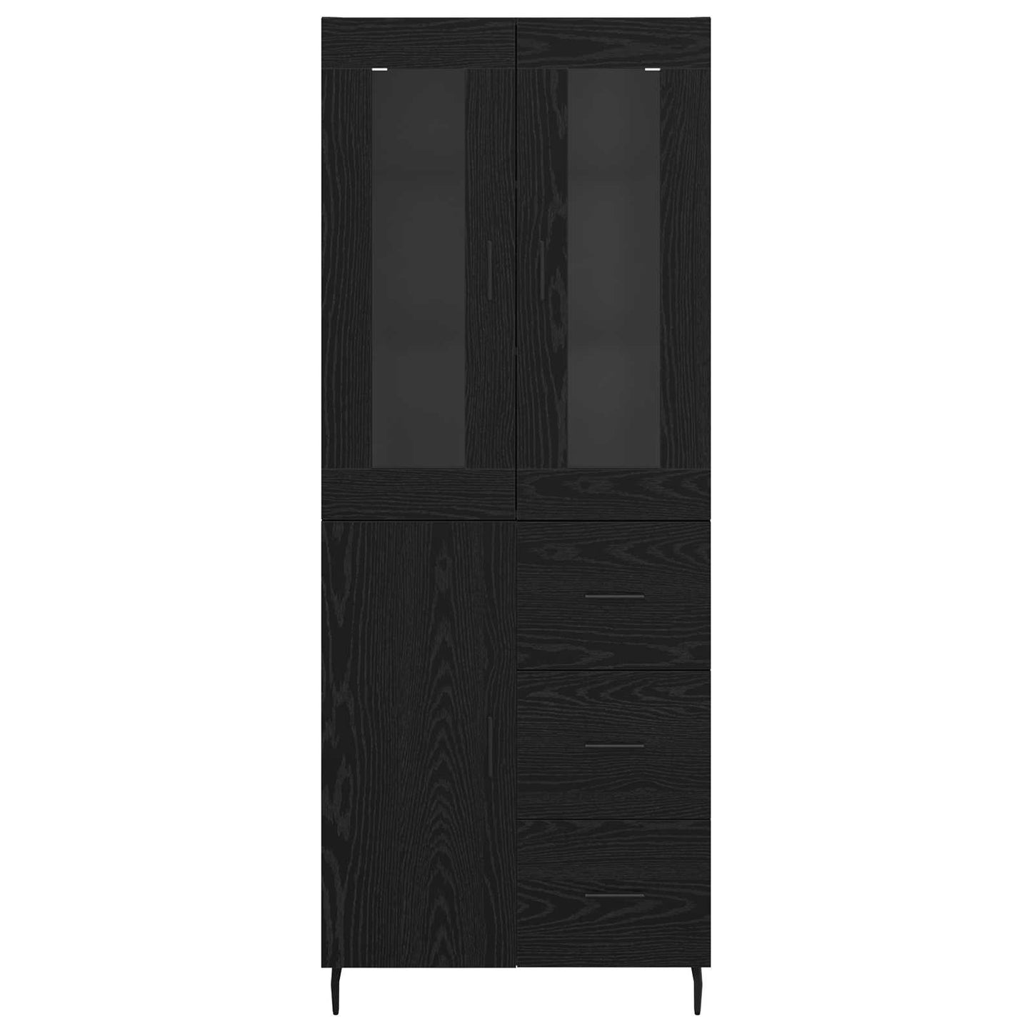Highboard met lade Zwart Eiken 69,5 x 34 x 180 cm Bewerkt hout