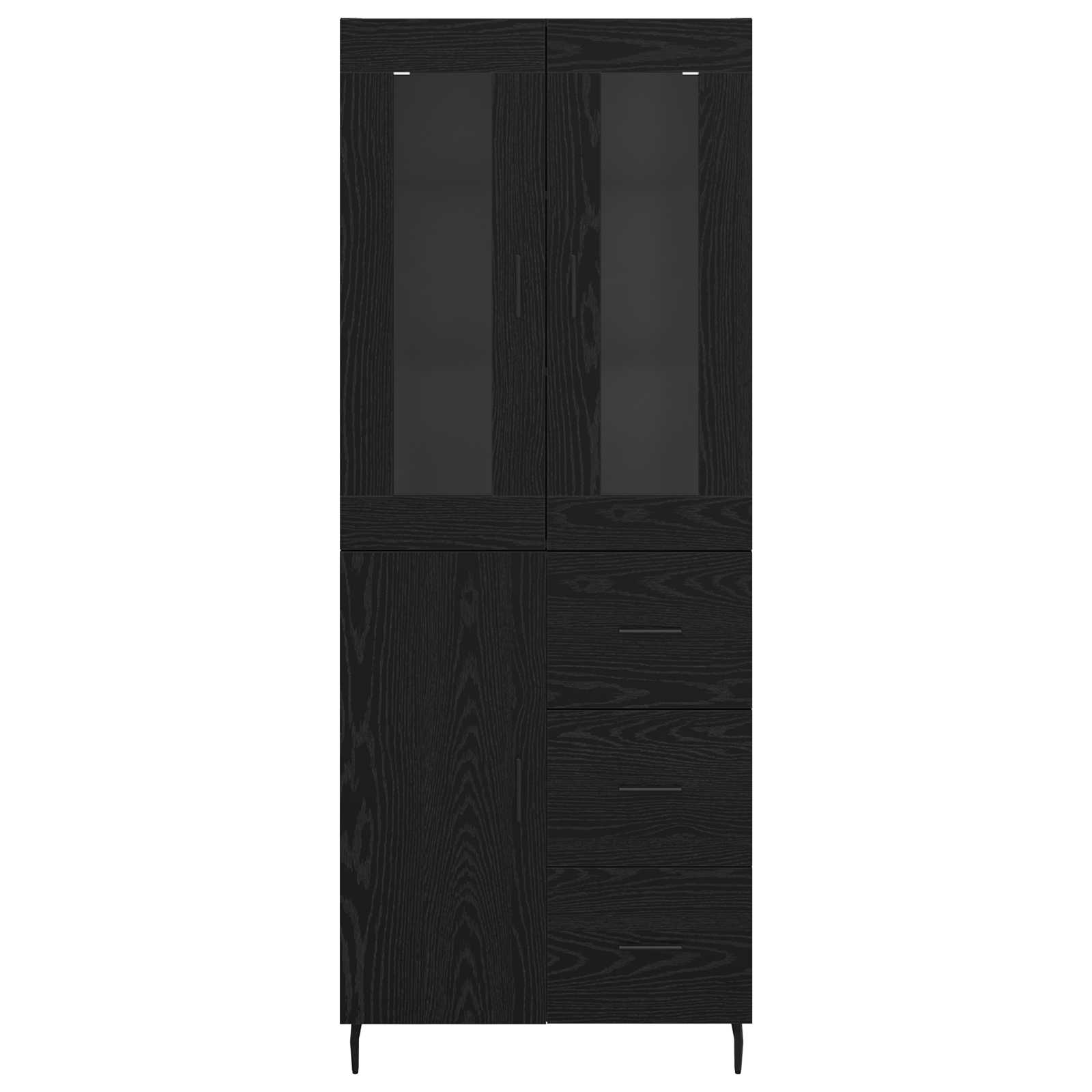 Highboard met lade Zwart Eiken 69,5 x 34 x 180 cm Bewerkt hout