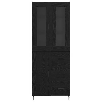 Highboard met lade Zwart Eiken 69,5 x 34 x 180 cm Bewerkt hout