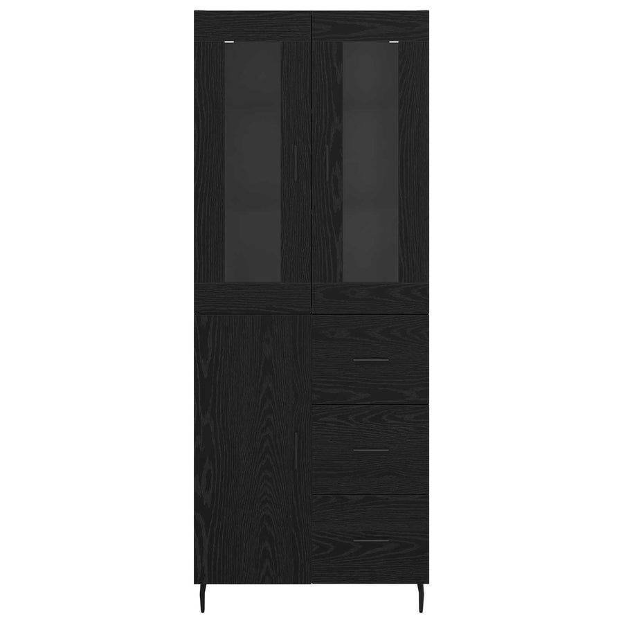 Highboard met lade Zwart Eiken 69,5 x 34 x 180 cm Bewerkt hout