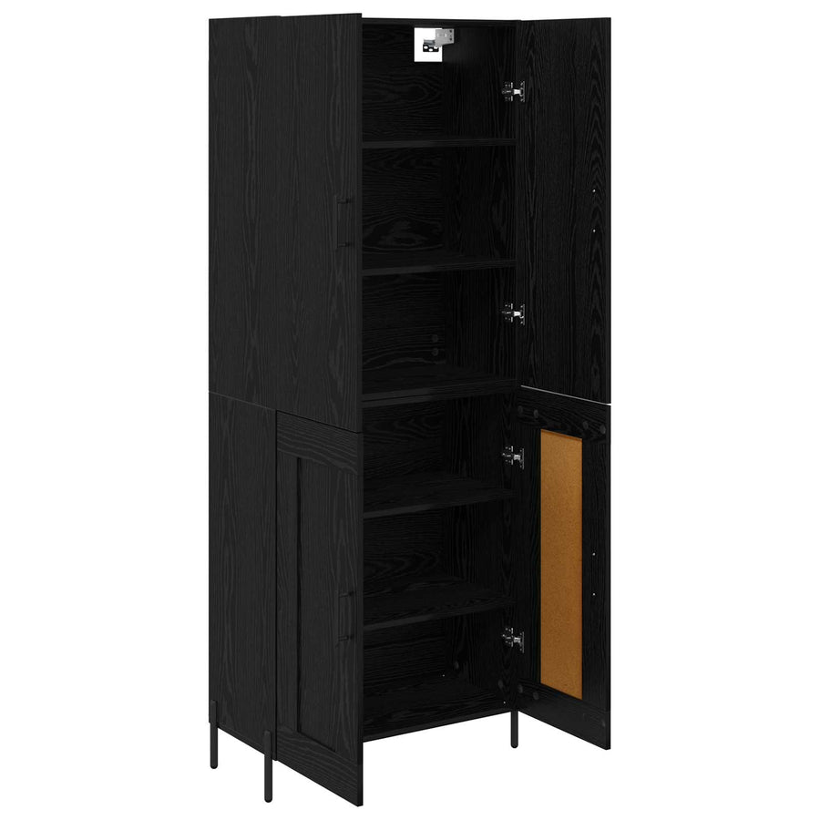 Highboard Zwart Eiken 69,5 x 34 x 180 cm Bewerkt hout