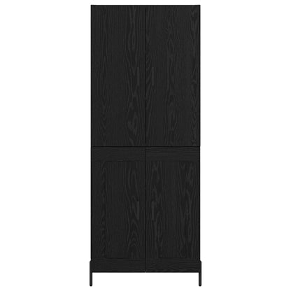 Highboard Zwart Eiken 69,5 x 34 x 180 cm Bewerkt hout
