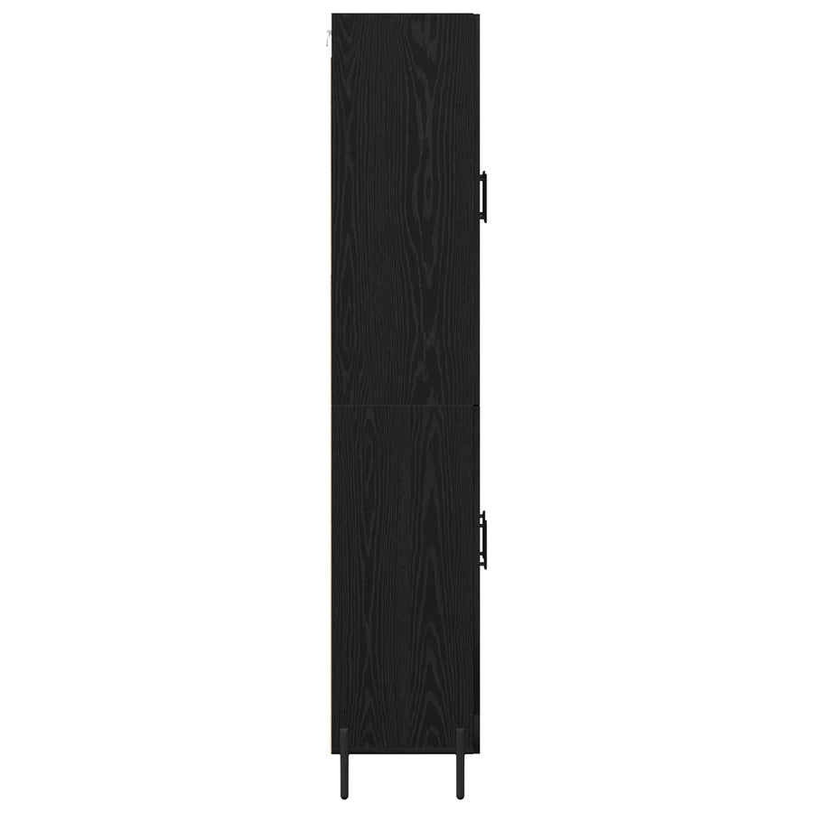 Highboard Zwart Eiken 69,5 x 34 x 180 cm Bewerkt hout
