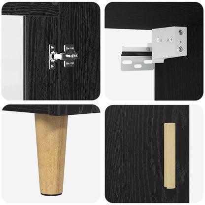 Highboard Wandgemonteerd 2 pcs Zwart Eiken Bewerkt hout